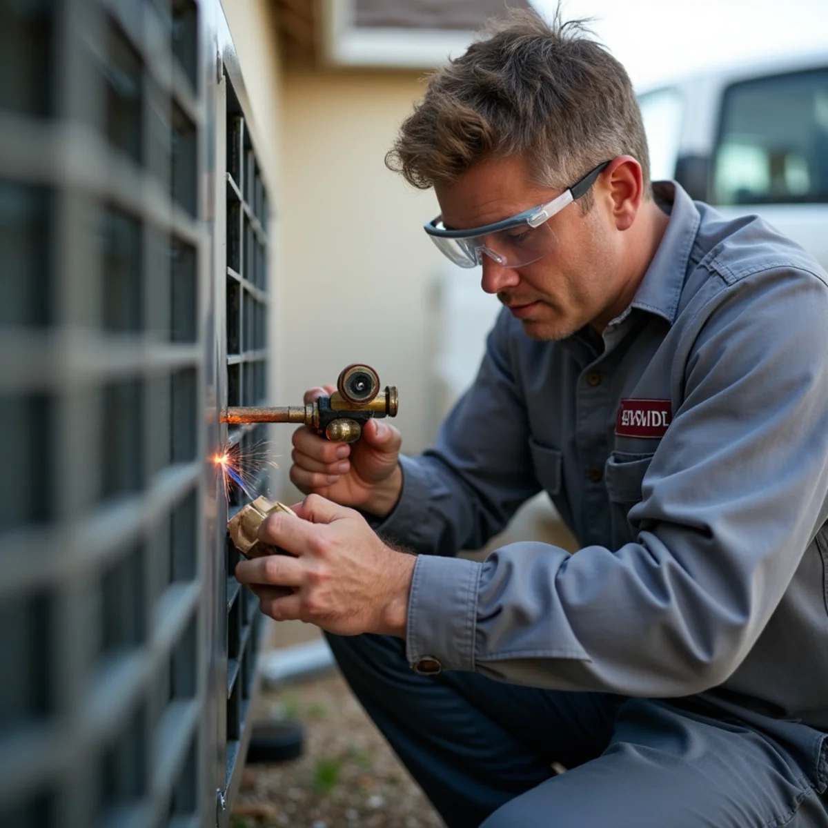 HVAC Poway CA technician performing ac installation & replacement at a Poway, CA home