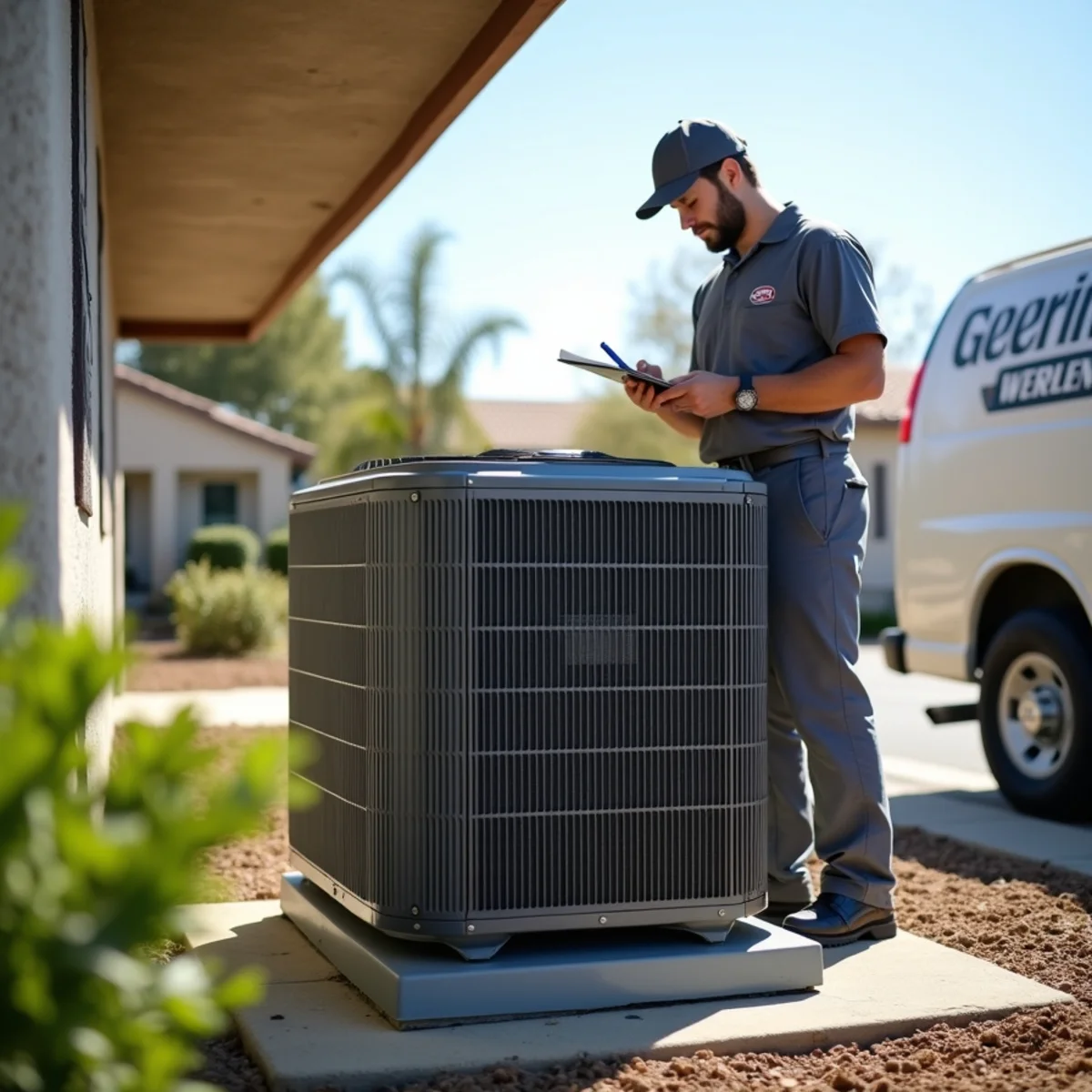 Close-up detail of ac installation & replacement work by HVAC Poway CA in Poway, CA
