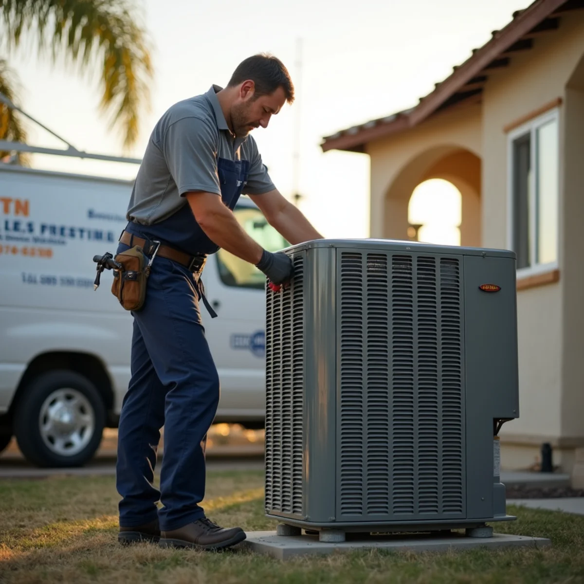 New central AC condenser installed at a North San Diego County home near Poway