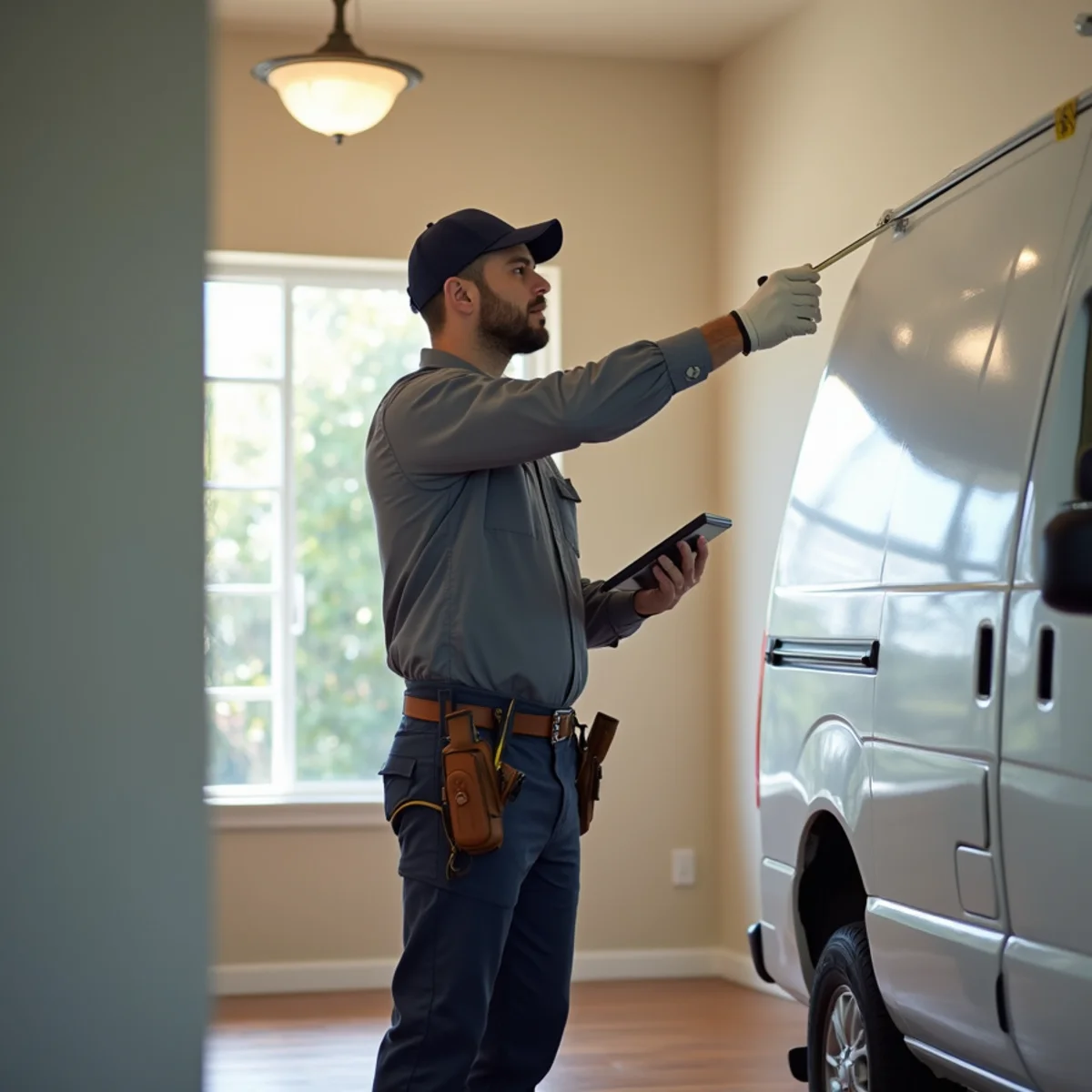 Technician measuring a Poway, CA home to size a new air conditioner correctly
