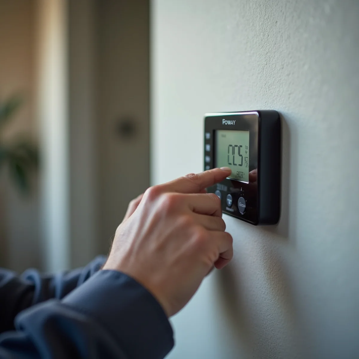 Poway thermostat reading a cold morning temperature with no heat from the furnace