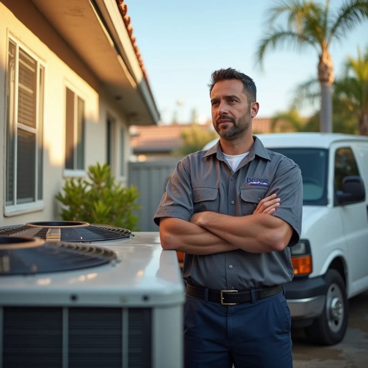 Poway AC condenser stressed by wide daily temperature swings from June gloom to hot afternoons