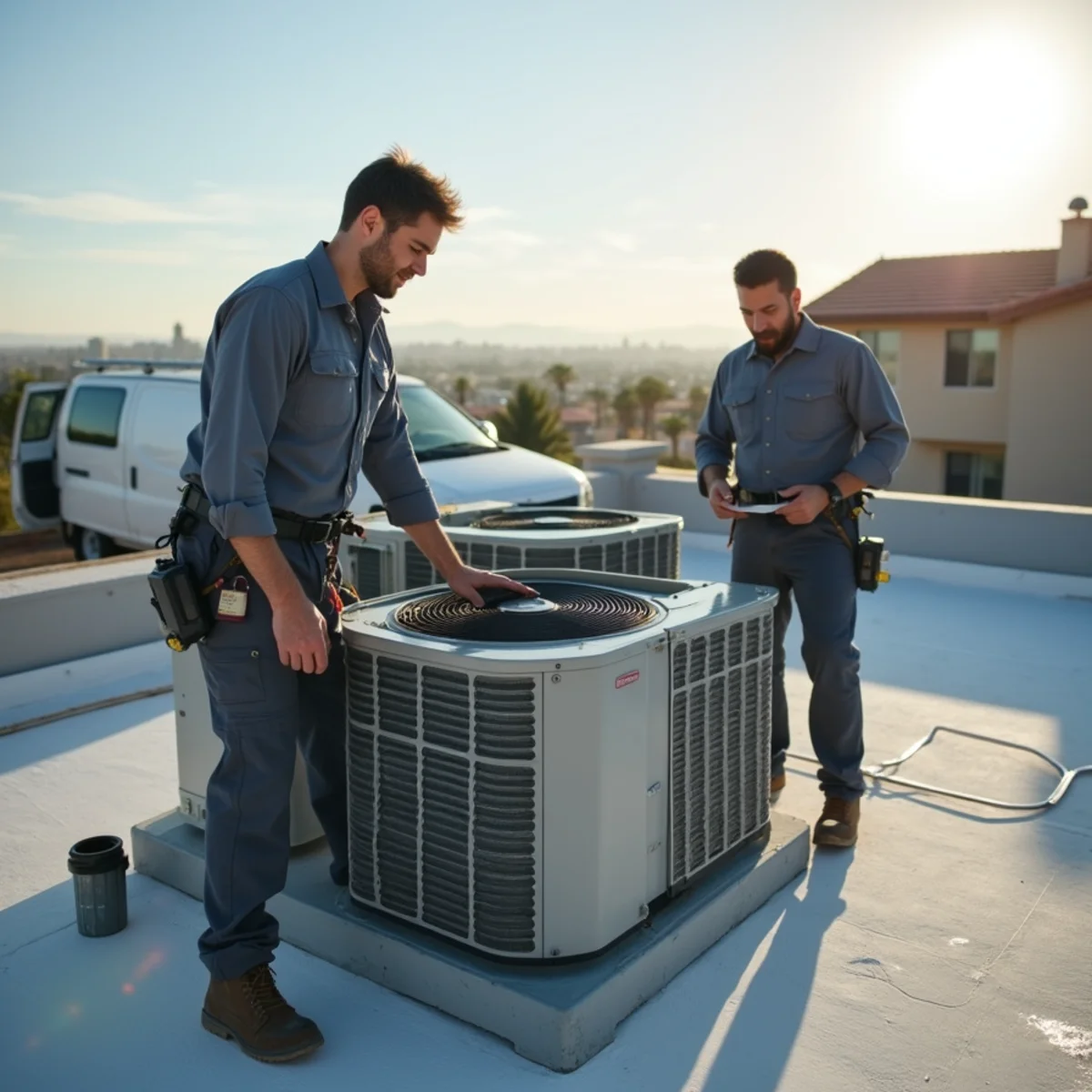 Close-up detail of commercial hvac services work by HVAC Poway CA in Poway, CA