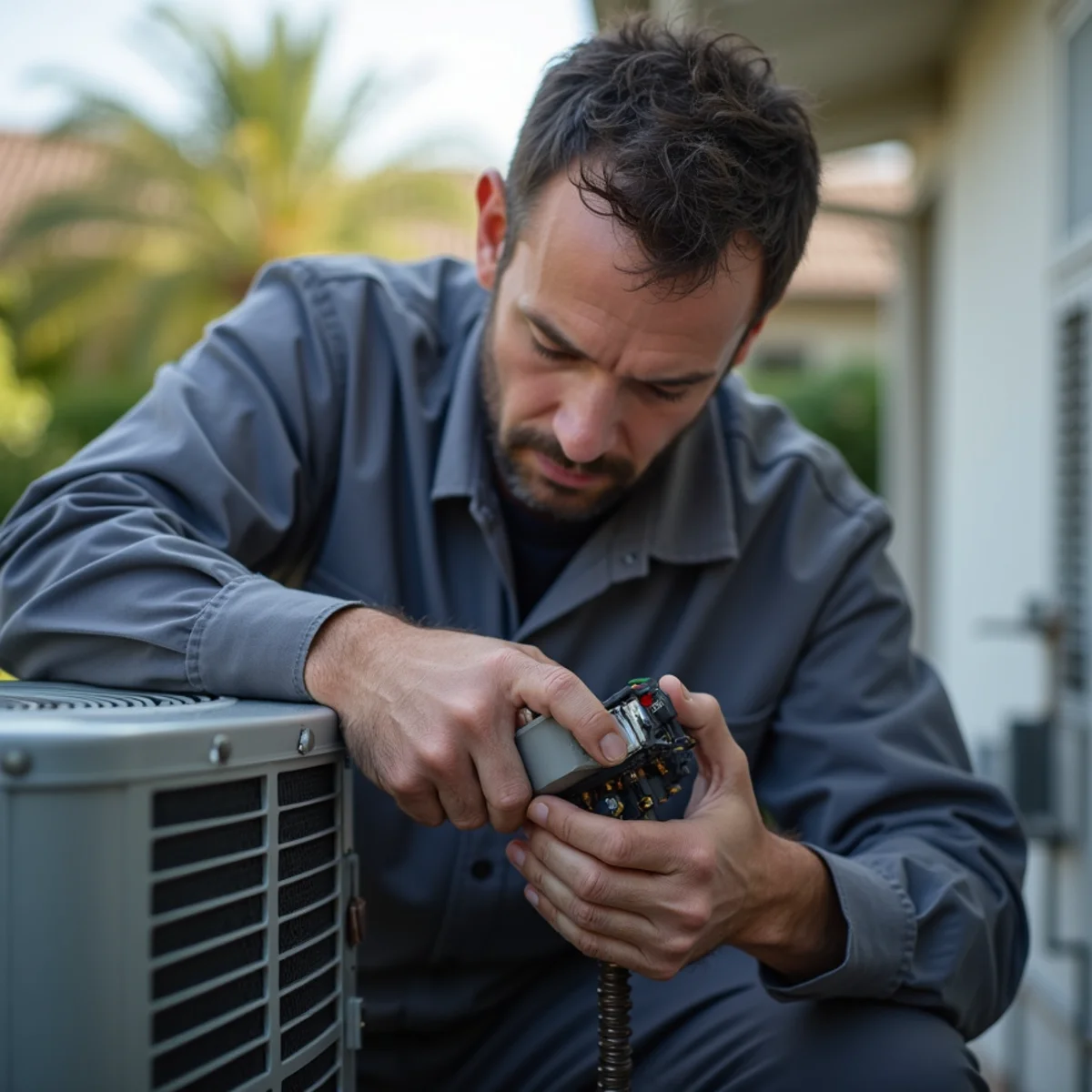HVAC Poway CA technician performing emergency ac repair at a Poway, CA home