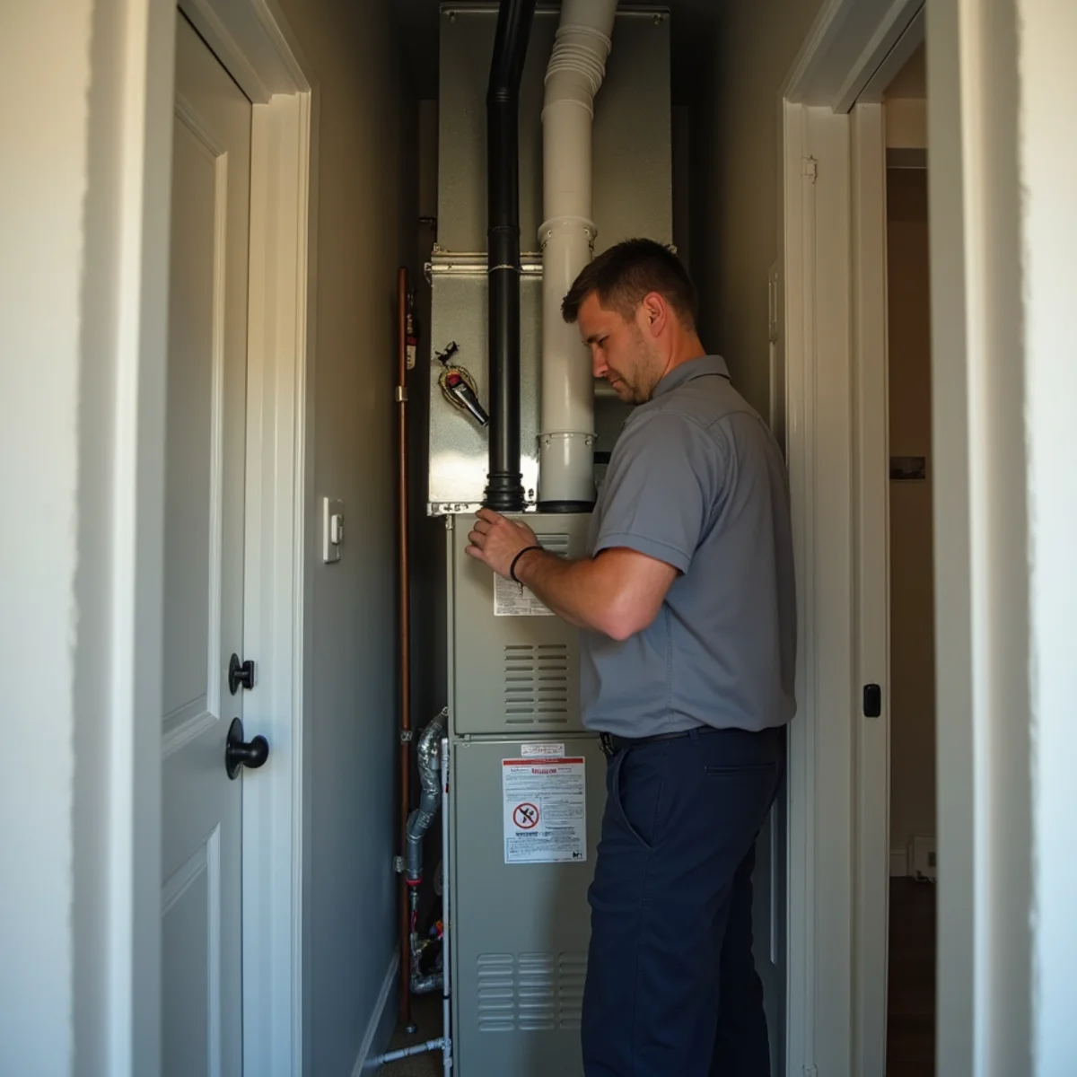 Close-up detail of furnace installation & replacement work by HVAC Poway CA in Poway, CA