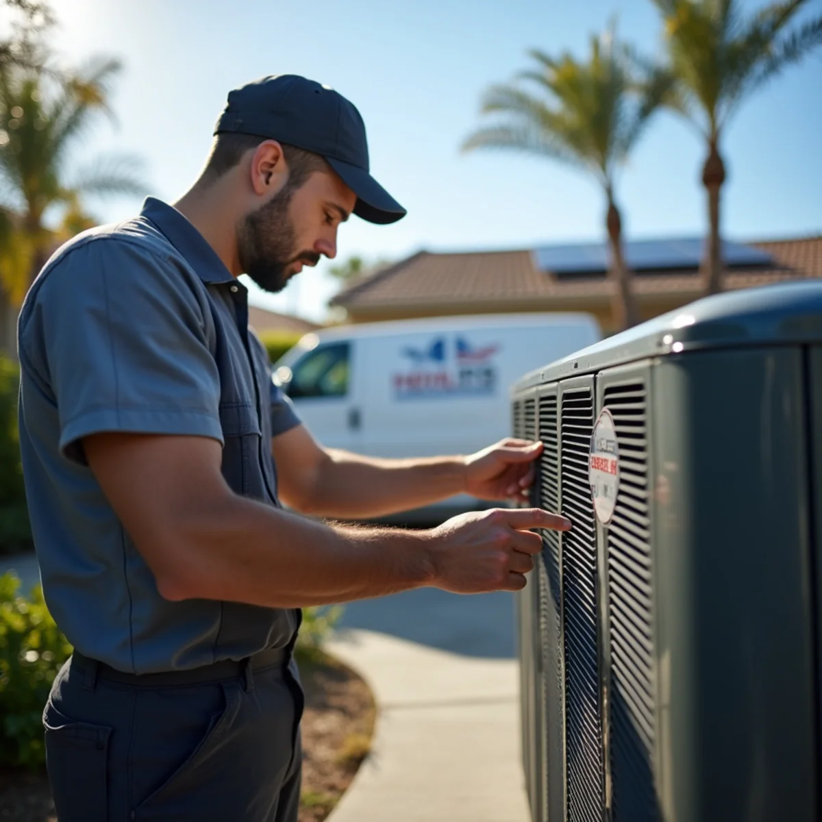 Close-up detail of high-efficiency seer2 upgrades work by HVAC Poway CA in Poway, CA