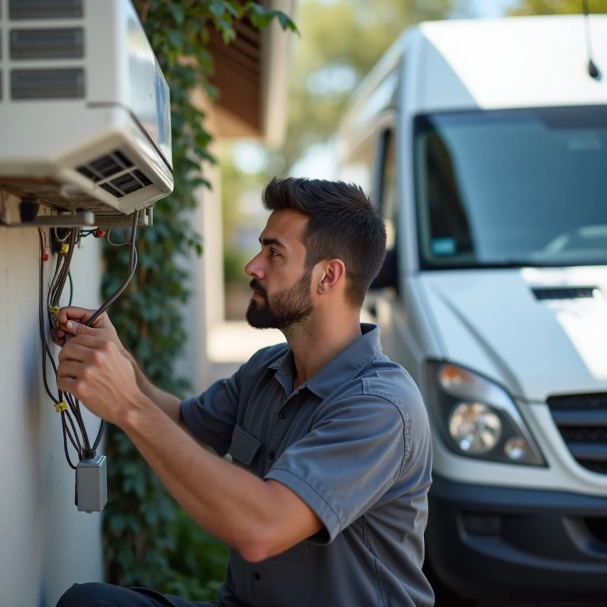 HVAC Poway CA technician performing garage, barn & outbuilding mini-splits at a Poway, CA home