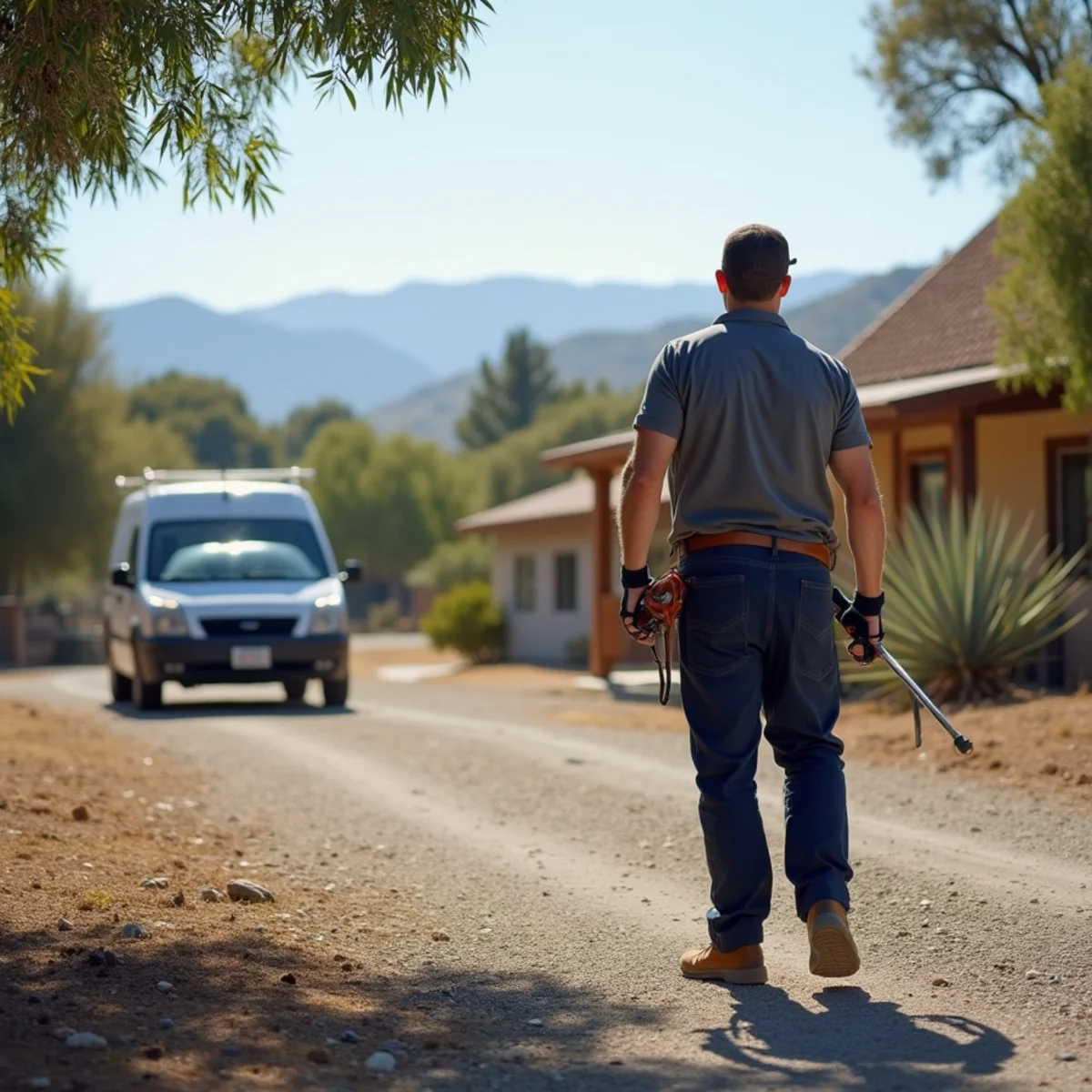 HVAC Poway CA technician completing an HVAC job at a Poway Valley / Garden Road Area, CA home