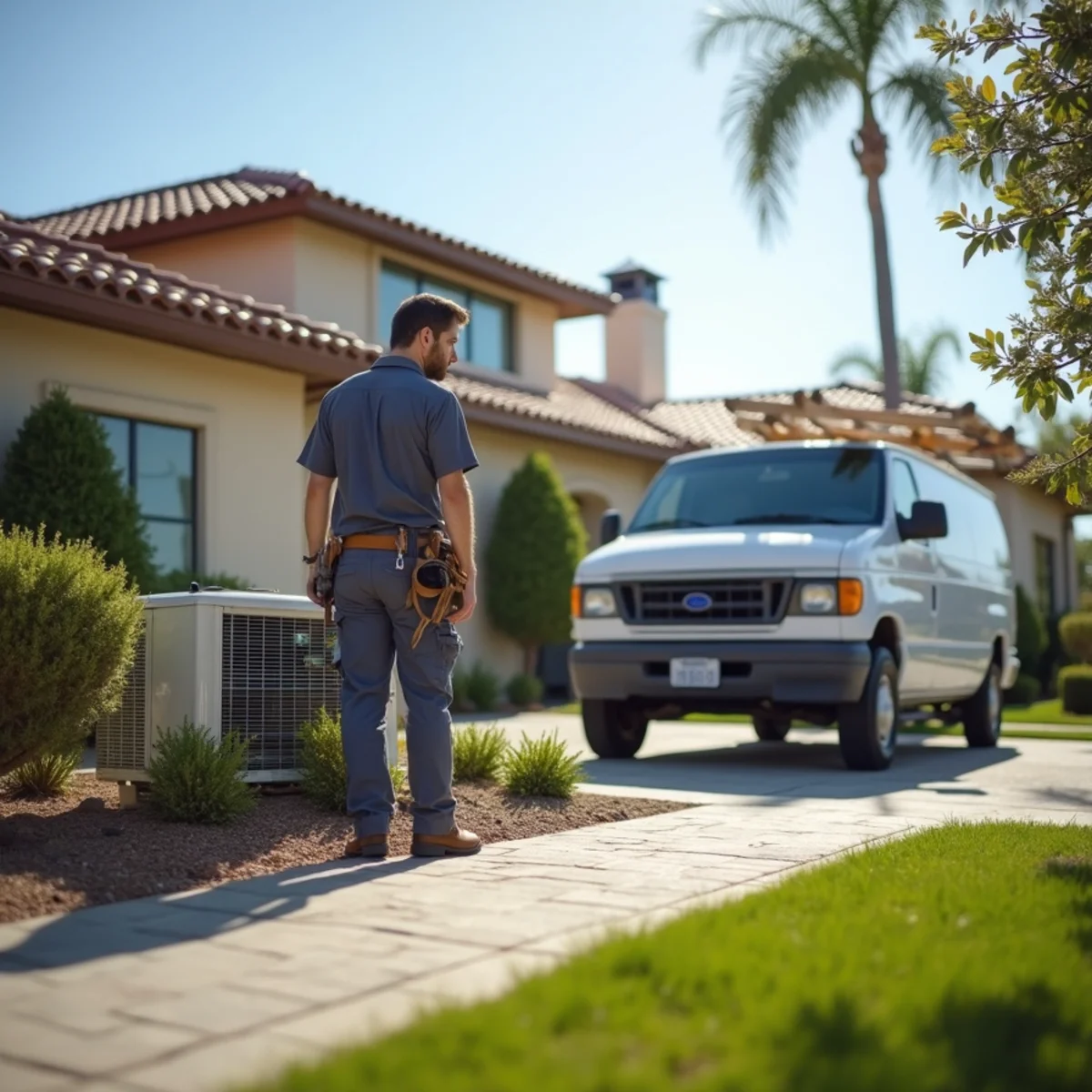 HVAC Poway CA technician completing an HVAC job at a Green Valley Highlands / Estates / Knolls, CA home