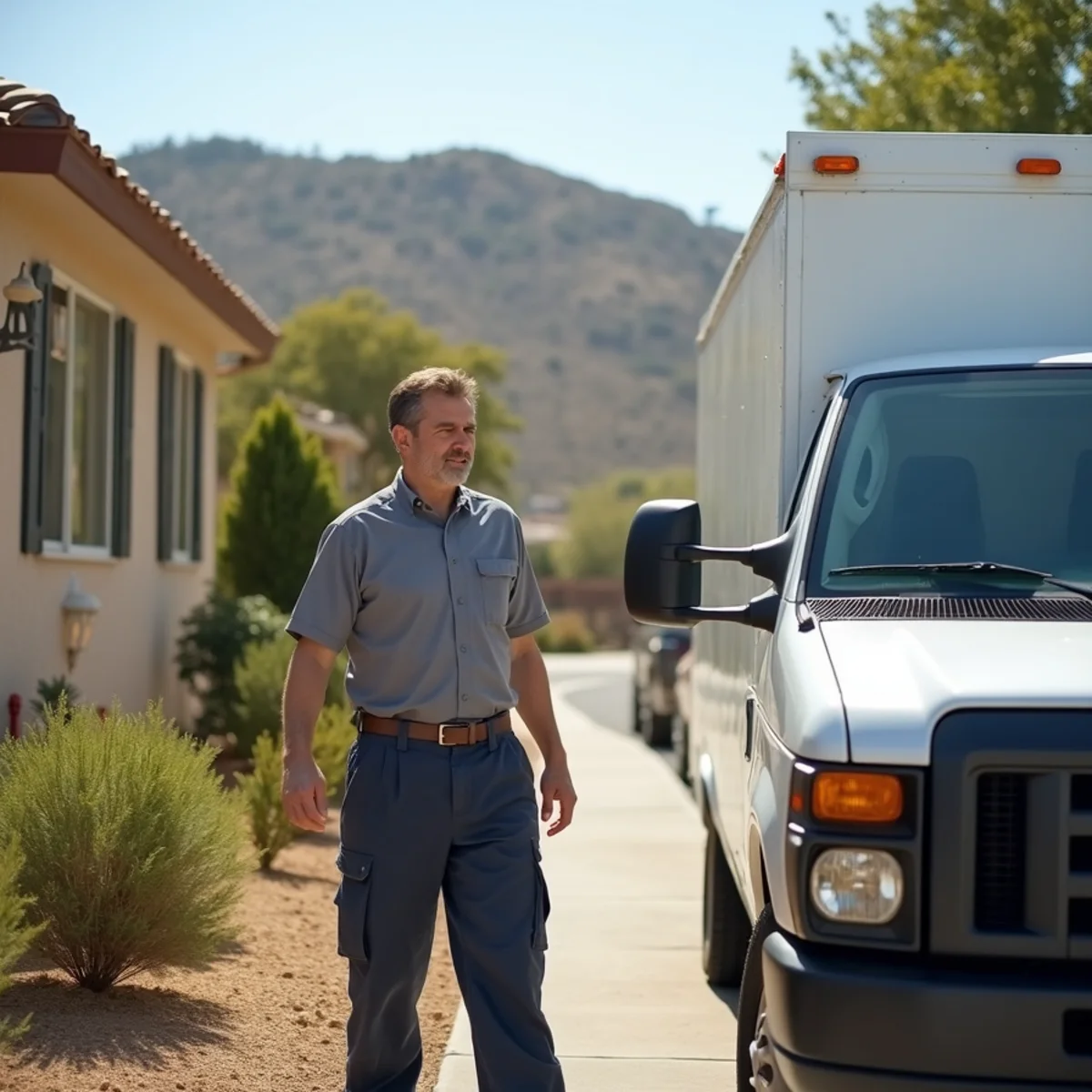 HVAC Poway CA technician completing an HVAC job at a Lake Poway / Blue Sky Reserve Fringe, CA home