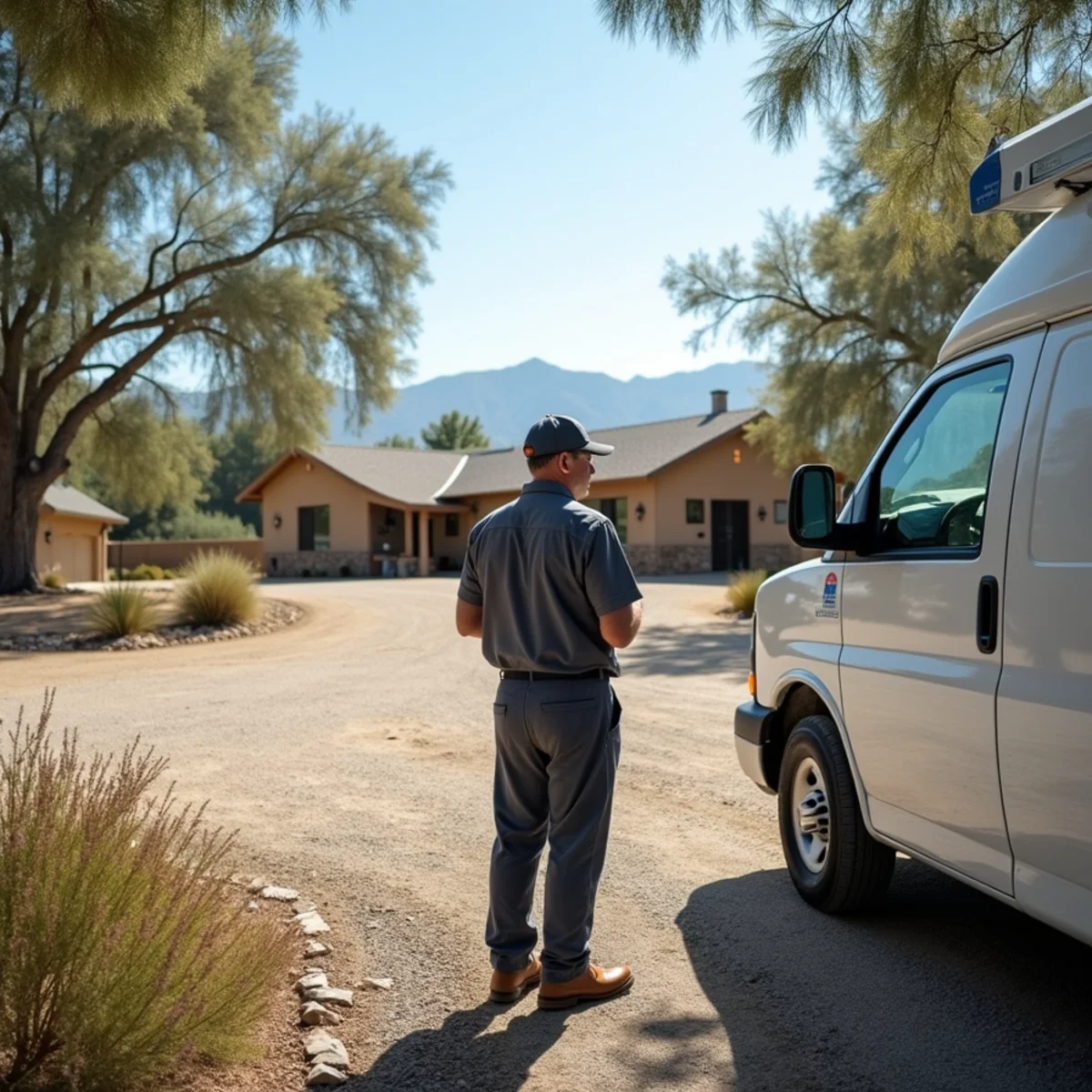 HVAC Poway CA technician completing an HVAC job at a Alpine, CA home