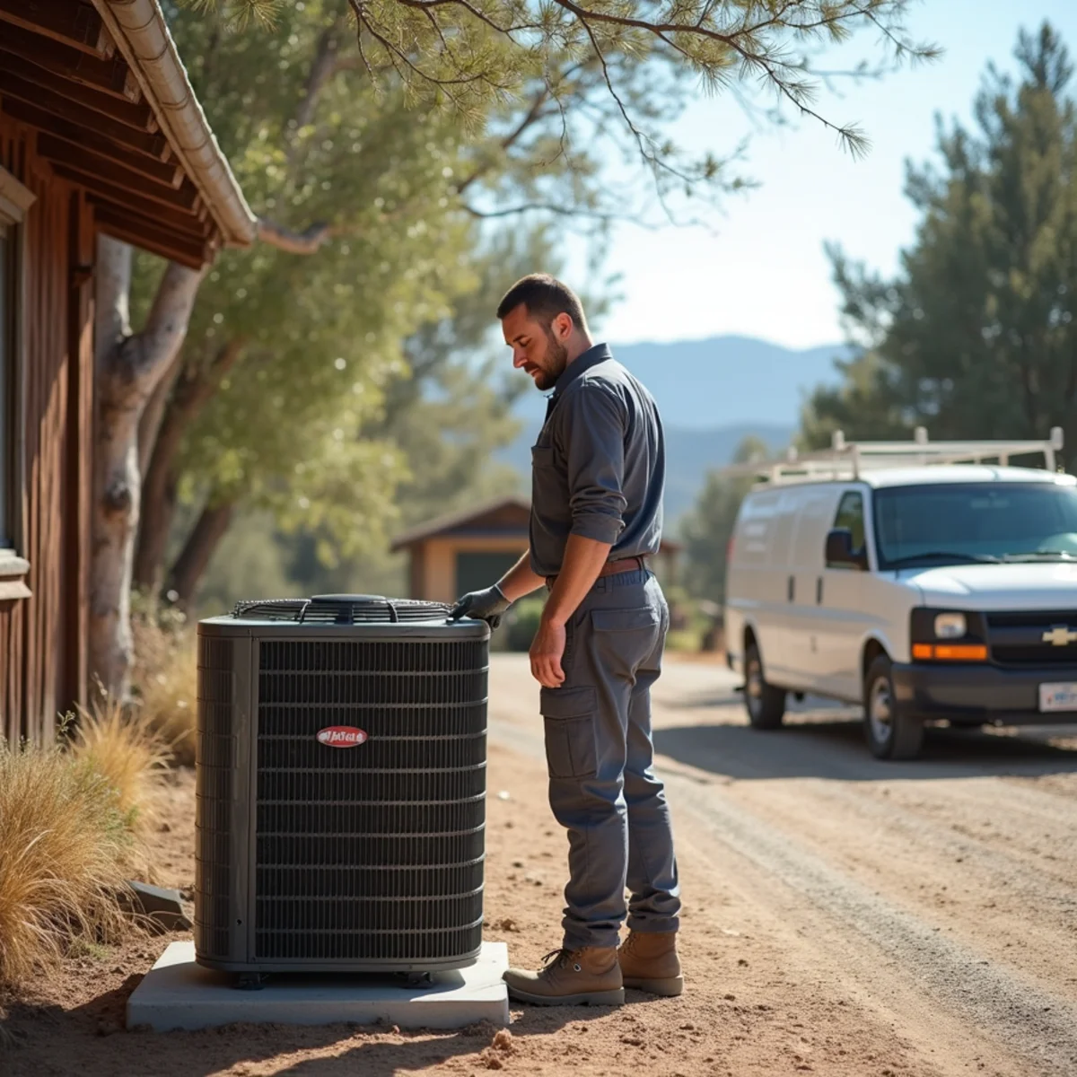 Cuyamaca foothill home in Alpine, CA with a heat pump serviced from Poway