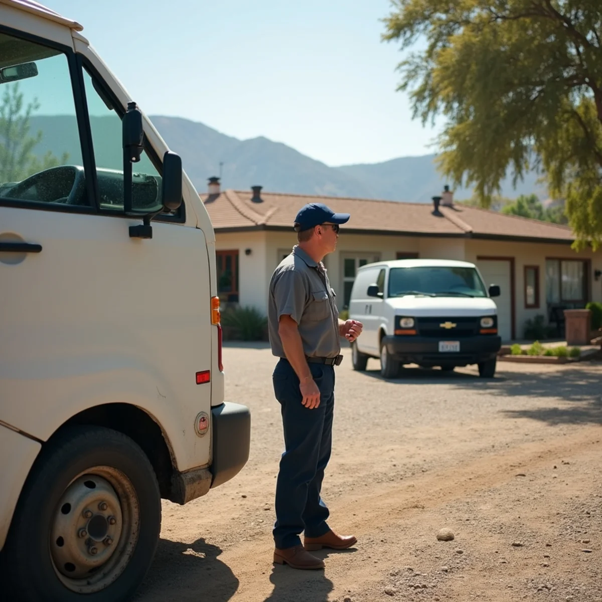 HVAC Poway CA technician completing an HVAC job at a Escondido, CA home