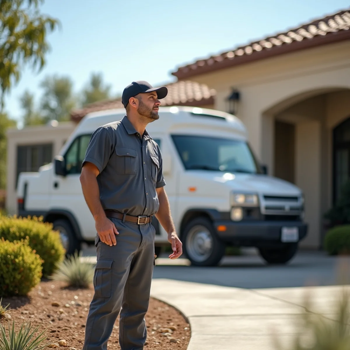 HVAC Poway CA technician completing an HVAC job at a Fairbanks Ranch, CA home