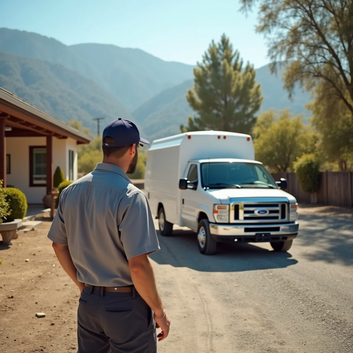 HVAC Poway CA technician completing an HVAC job at a Lakeside, CA home