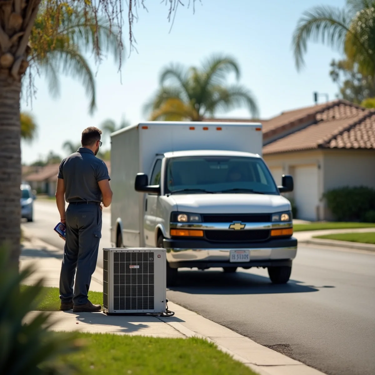 HVAC Poway CA technician completing an HVAC job at a Mira Mesa, CA home