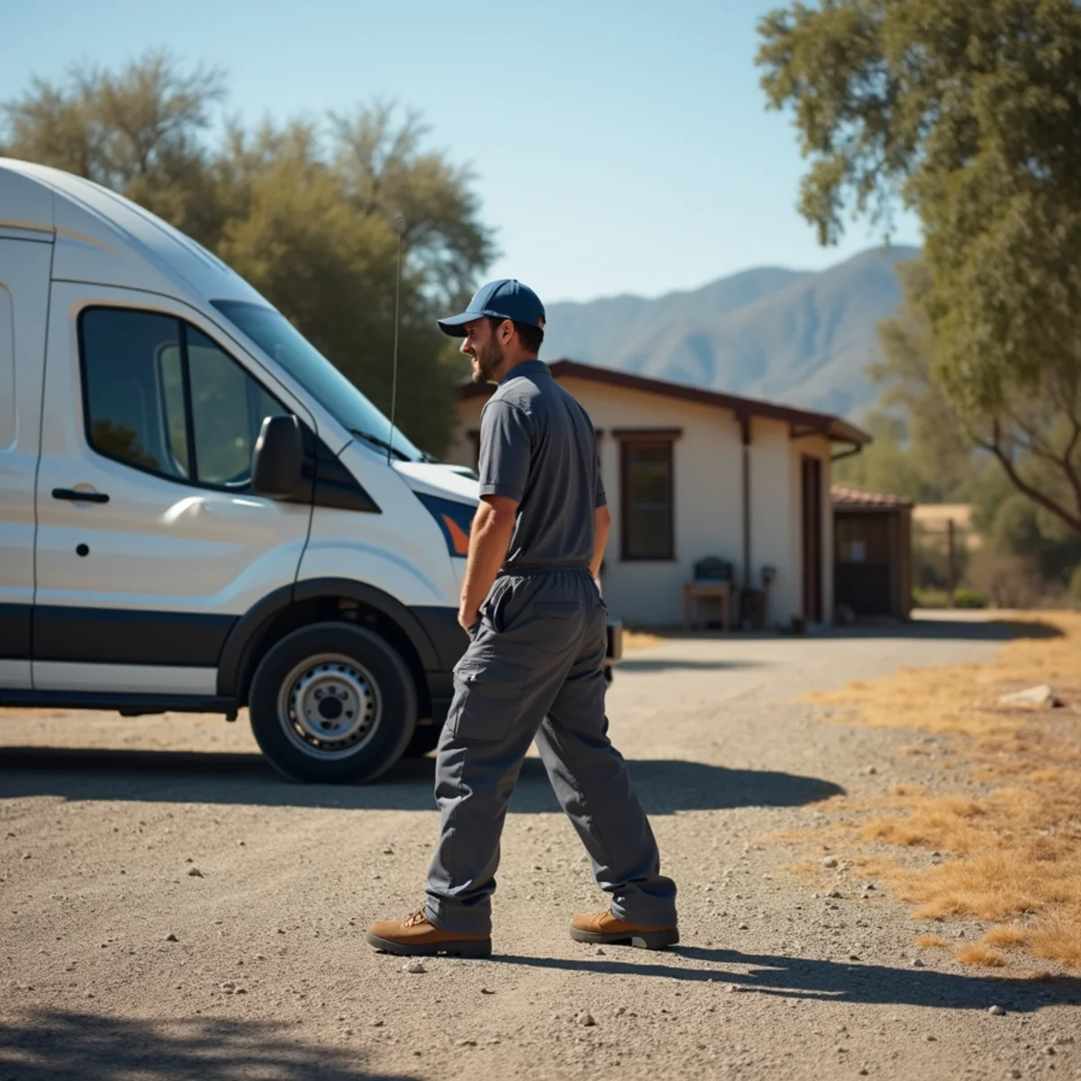 HVAC Poway CA technician completing an HVAC job at a Ramona, CA home