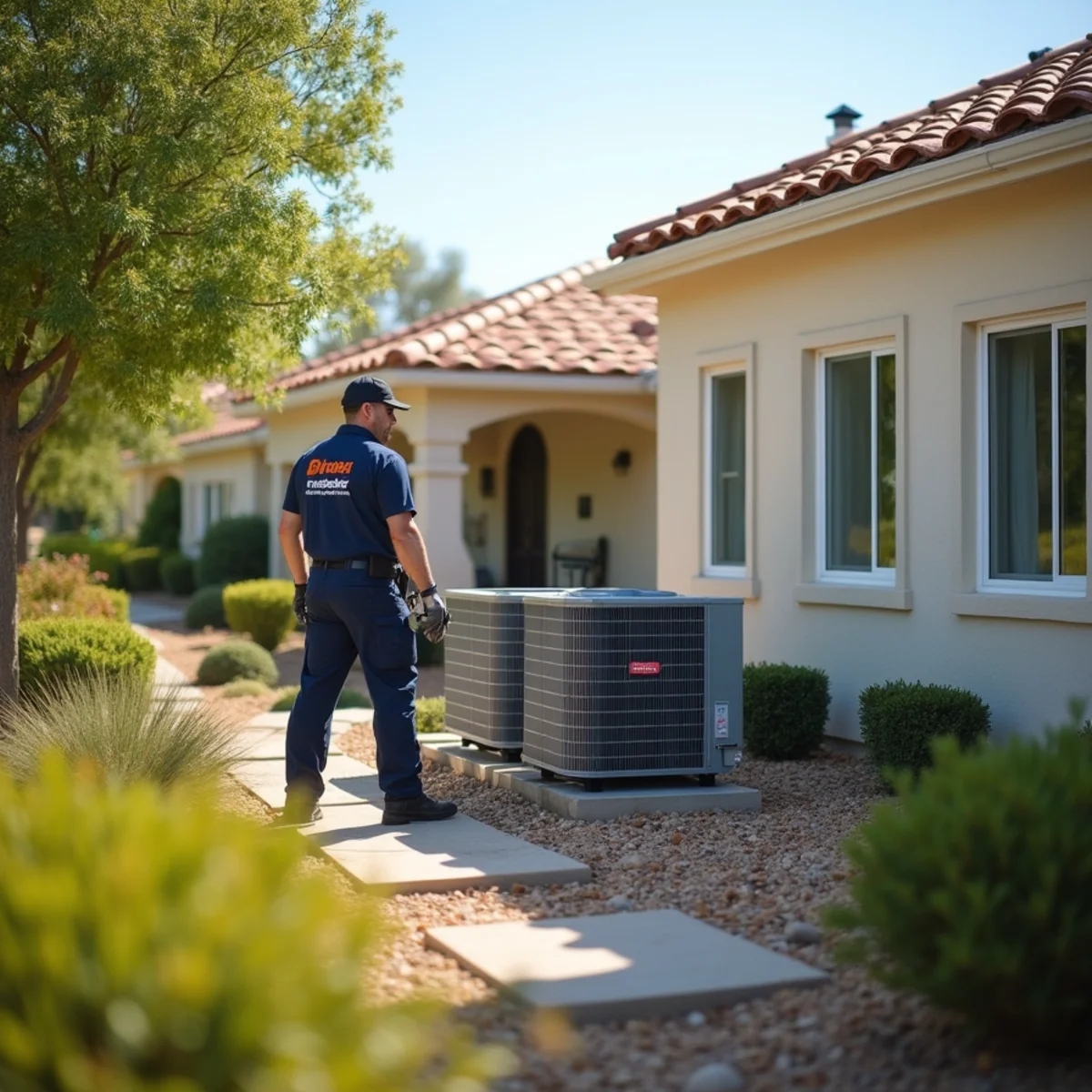 HVAC technician servicing a rural avocado-grove estate on a well and propane in Valley Center, CA