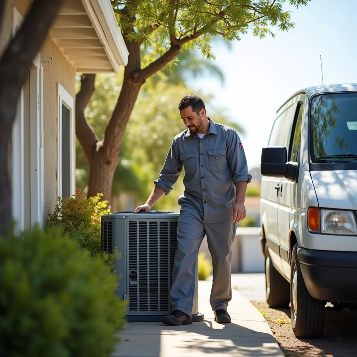 HVAC Poway CA technician completing an HVAC job at a Winter Gardens, CA home