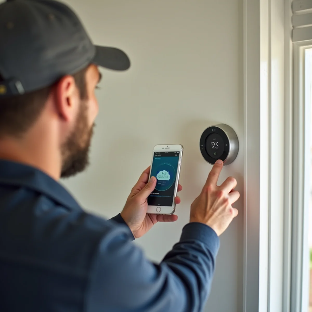 Close-up detail of smart thermostats & zone systems work by HVAC Poway CA in Poway, CA